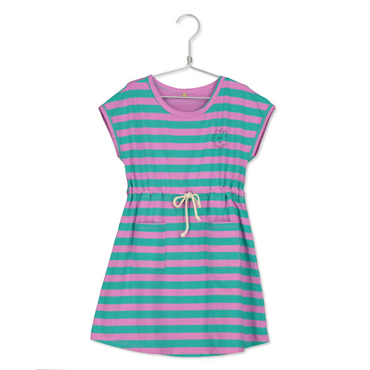 Fuchsia Stripes & Smiley Clouds Dress (1-2 and 6-7 left)
