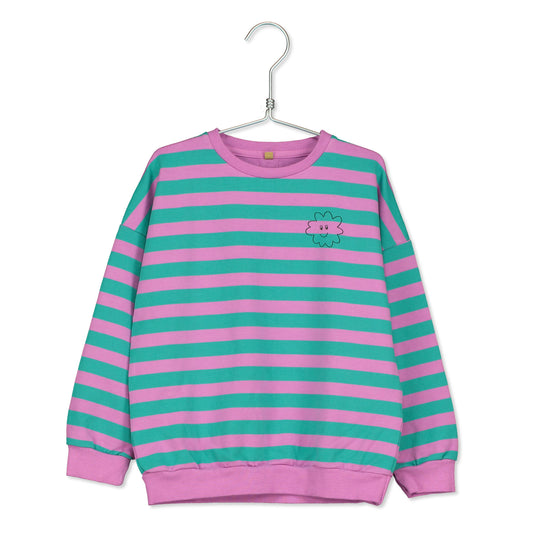 Fuchsia Stripes & Smiley Cloud Crewneck Sweatshirt (2-3 left)