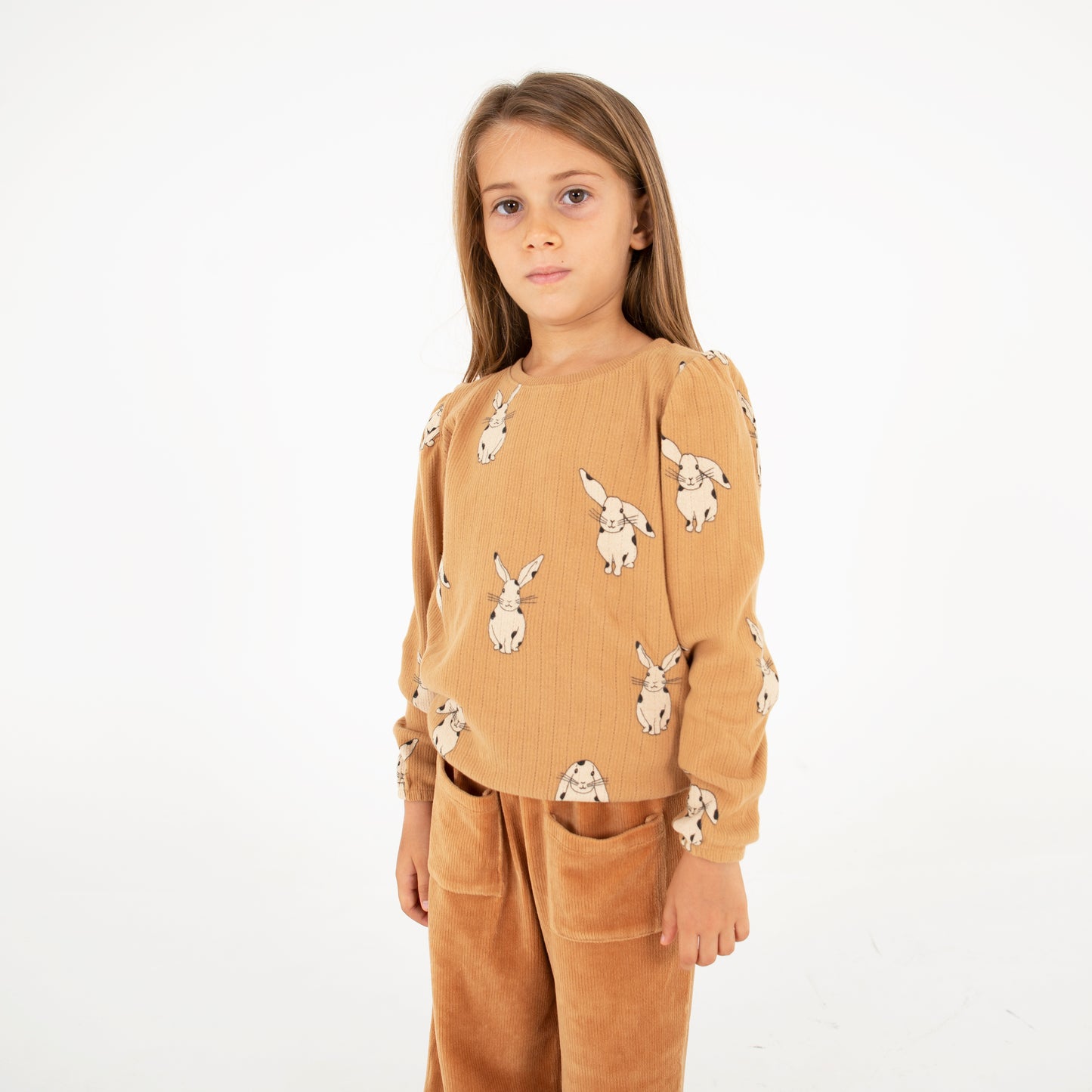 Camel rabbits textured blouse tee (2-3, 4-5, and 6-7 left)