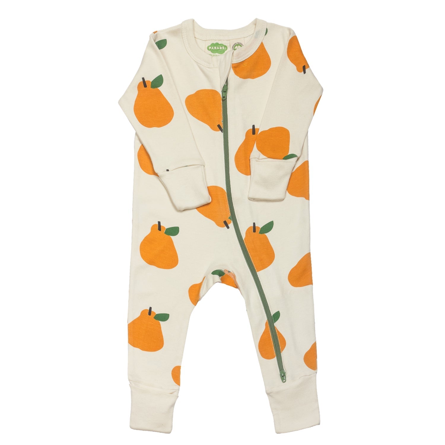 Signature Print Two Way Zip Romper with Mitts - Big Pears