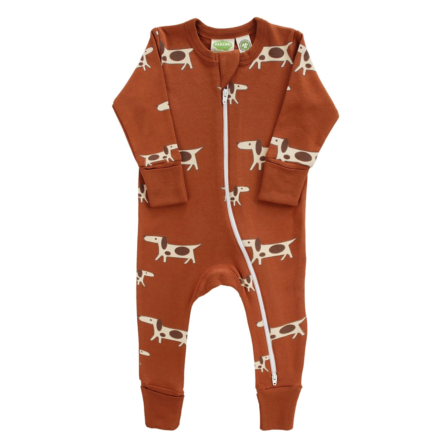 Signature Print Two Way Zip Romper with Mitts - Dogs