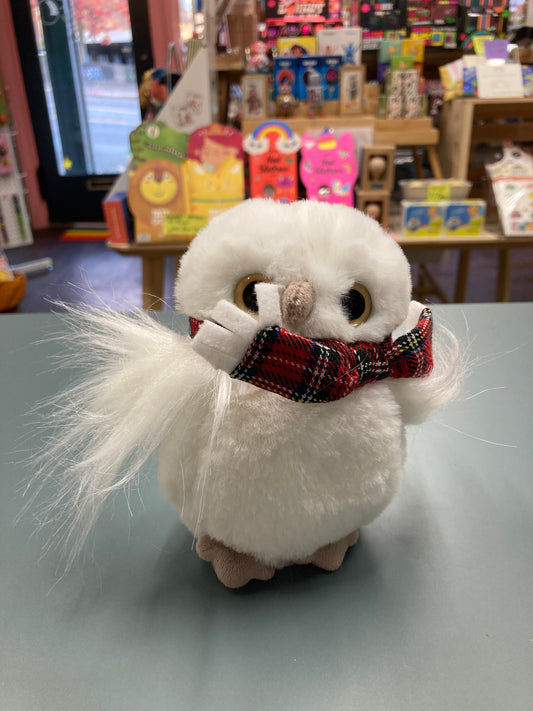 Winter Friend White Owl With Scarf