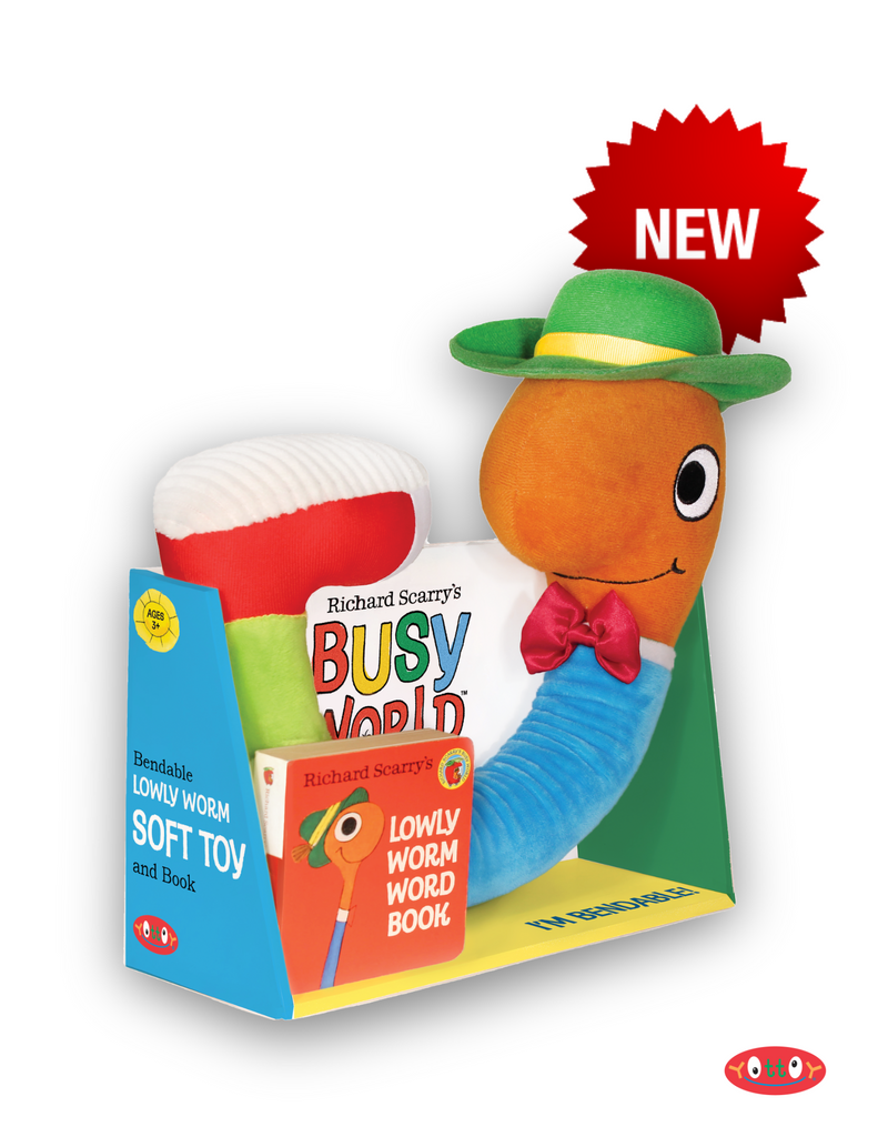 Lowly Worm Bendable Soft Toy with Board Book