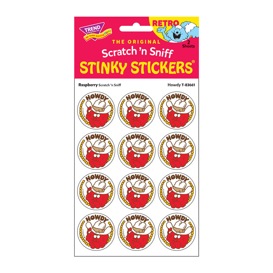 Howdy, Raspberry scent Retro Scratch 'n Sniff Stinky Stickers®