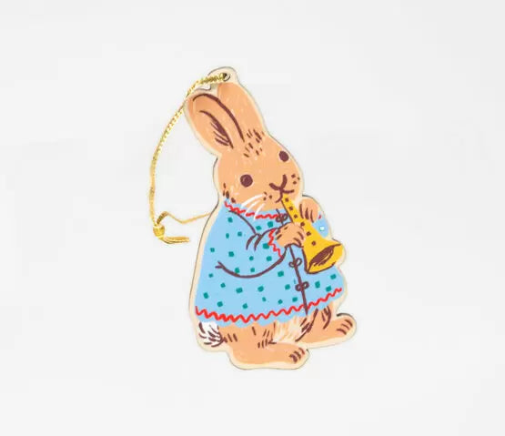 Phoebe Wahl Rabbit Wooden Ornament