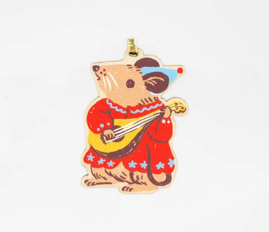 Phoebe Wahl Mouse Wooden Ornament