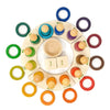 The Grapat perpetual calendar from the top with each of the 12 wooden rings arranged outside