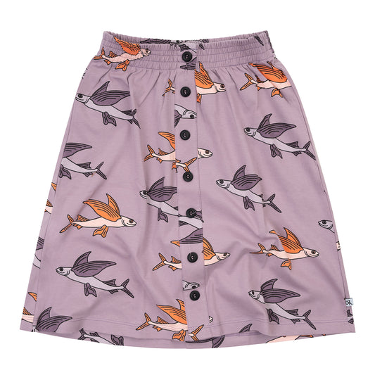 Flying Fish Long Skirt with Buttons