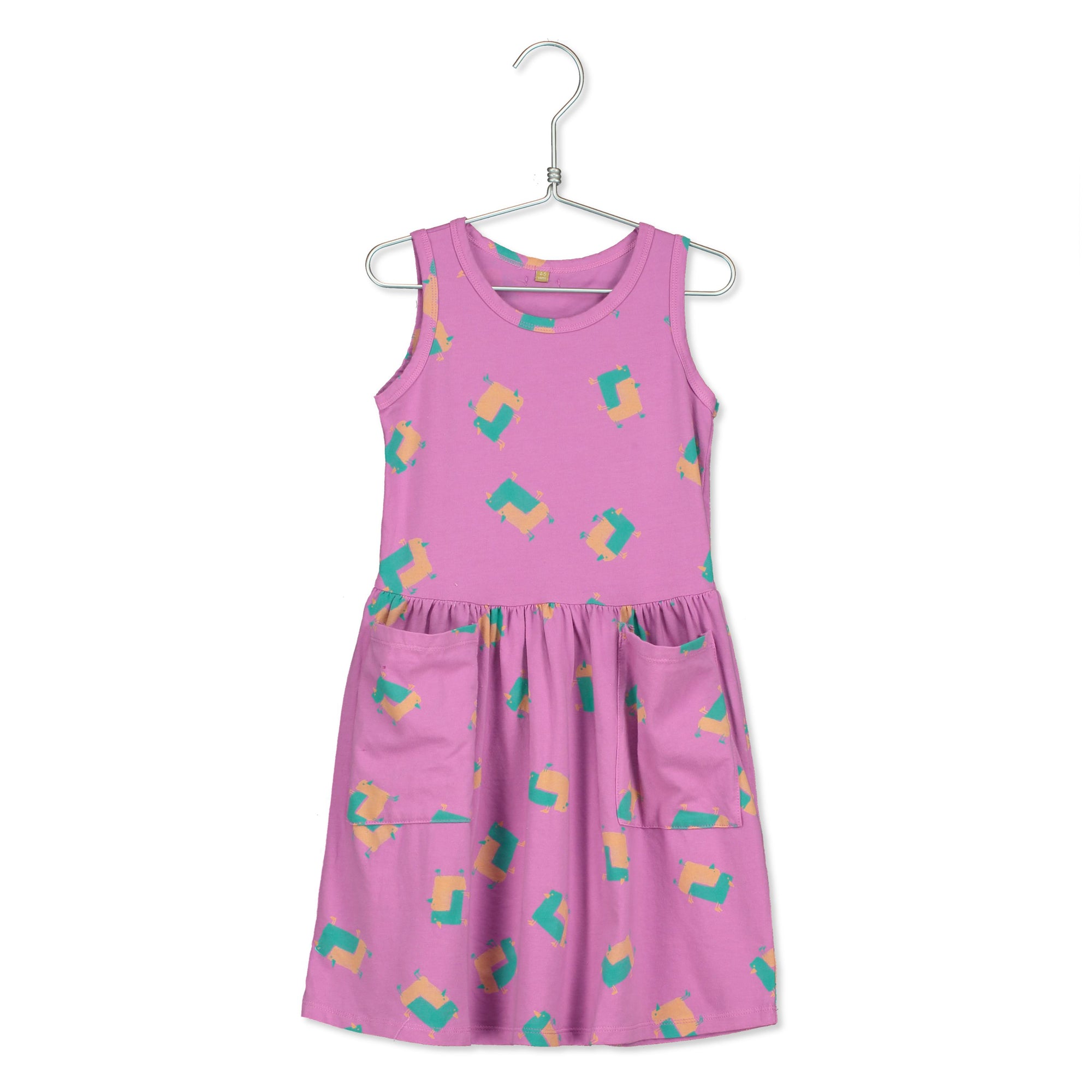 Fuchsia Crazy Chickens Sleeveless Dress (1-2 left)