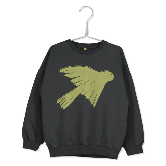 Vintage Black Big Bird Print Crewneck Sweatshirt